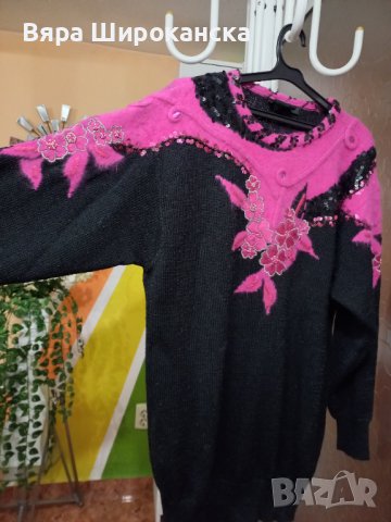 Блузон в черно и циклама. Размер: L. Овърсайз. , снимка 3 - Блузи с дълъг ръкав и пуловери - 40521920