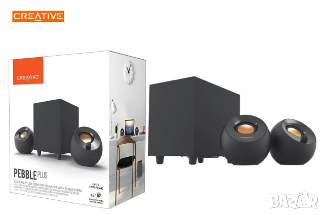 Нови Creative Pebble Plus 2.1 Тонколони + Subwoofer/16W