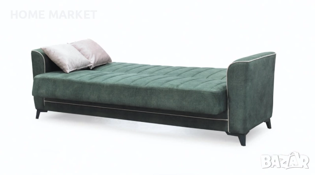 Диван 3-ка разтегателен с ракла MADRID 2 зелено/бежово   Материал -  дамаска / полиуретанова пяна / , снимка 4 - Дивани и мека мебел - 52741657