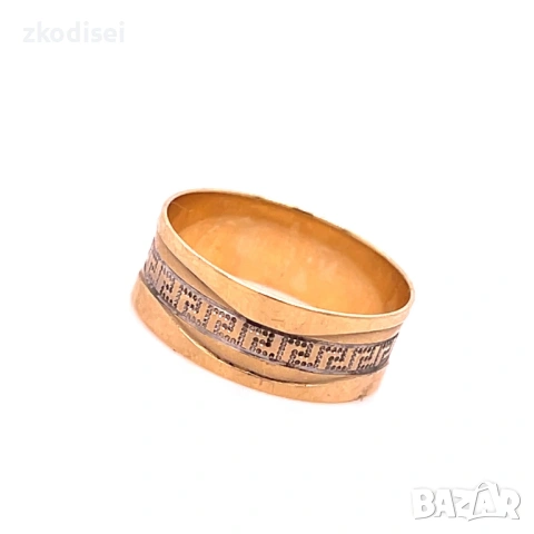 Златен пръстен брачна халка 3,45гр. размер:64 14кр. проба:585 модел:20385-1, снимка 2 - Пръстени - 53349904