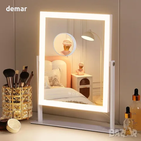 FENCHILIN LED козметично огледало Vanity Mirror с осветление, димер и 10x увеличение 25x30