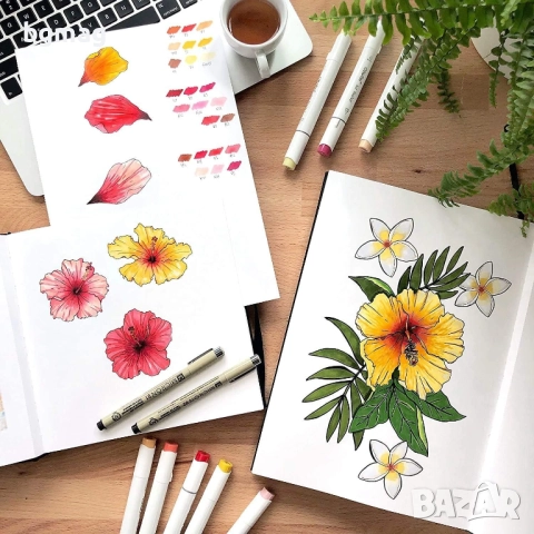 Ohuhu скицник 175x165mm,60 страници/30 листа-200g/m²-Твърди корици-Блок за рисуване, снимка 6 - Ученически пособия, канцеларски материали - 52187215