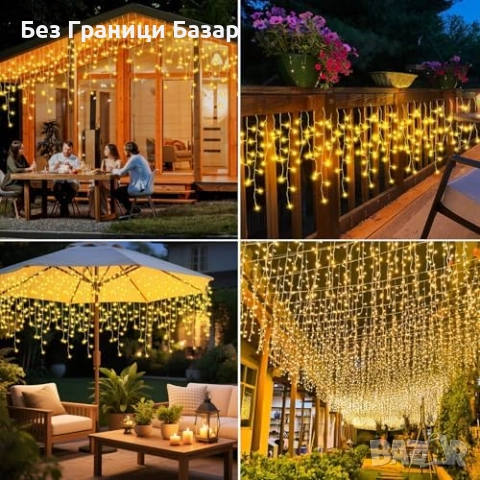 Нови Външни коледни лампички 400 LED с таймер и 8 режима светлина за градина, снимка 7 - Декорация за дома - 52501620