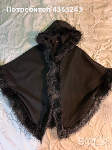 Масло черно пончо/ мантия с качулка, правено в Италия, снимка 3 - Палта, манта - 52576982