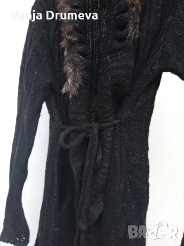  дълга елегантна жилетка с кожена апликация , снимка 9 - Жилетки - 47623707