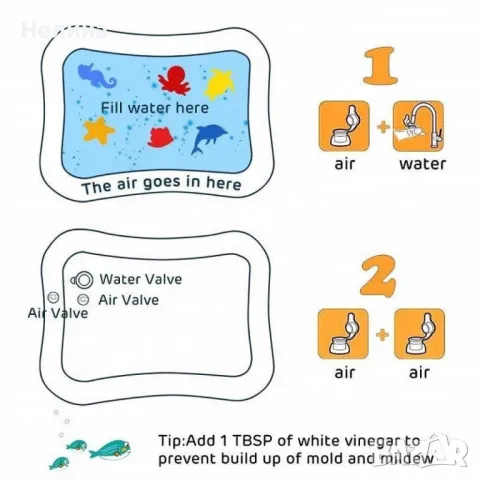 Водна постелка за бебета, XYZ, PVC, 66 x 50 x 5 см, многоцветна, снимка 10 - За банята - 49691654