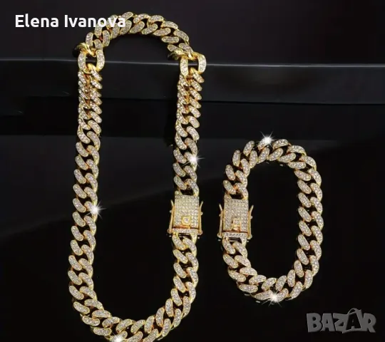 Уникален масивен комплект от гривна и ланец