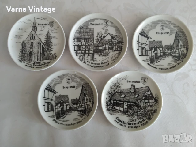 Комплект от пет малки колекционерски чинийки Лангерфелд.  Германия.
