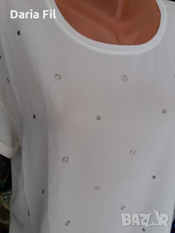 Бяла блуза с кабсички  - размер ХЛ-2ХЛ , снимка 2 - Тениски - 35927918