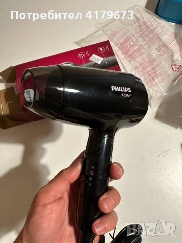 Напълно нов сешоар Philips черен лек сгъващ се удобен  , снимка 18 - Сешоари - 51967502