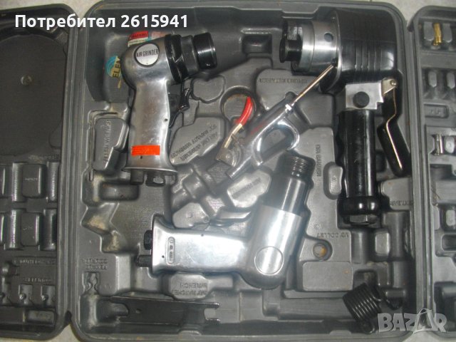 Немски Комплект 4 бр. Пневматични Инструменти-Пневматичен Ексцентър Виброшлайф/Секач Къртач/Обдухвач, снимка 2 - Други инструменти - 42097313