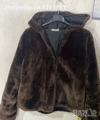 Пухено якенце за зимата в кафяв цвят. Подходящо за студените дни., снимка 2 - Якета - 53418581