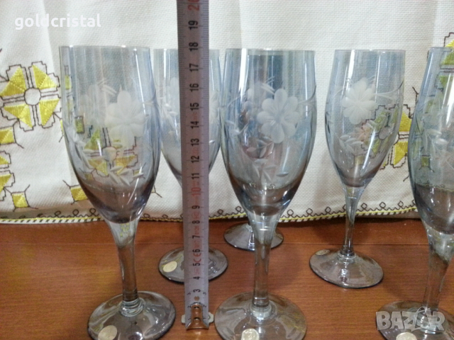 Ретро стъклени чаши цветно стъкло , снимка 4 - Антикварни и старинни предмети - 44810483