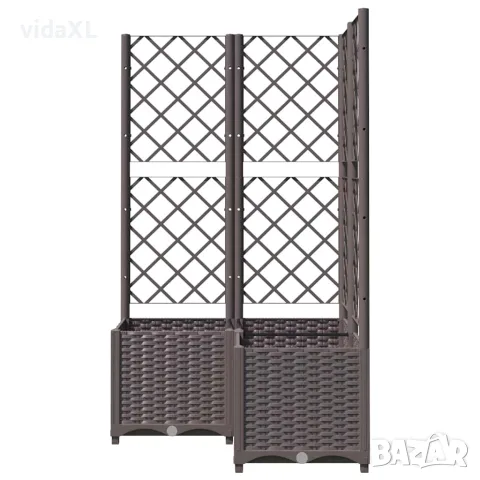 vidaXL Градински сандък с пергола, кафяв, 80x80x136 см, PP, снимка 4 - Саксии и кашпи - 56146585