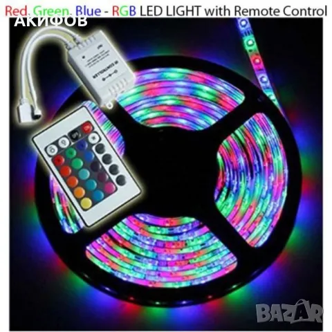 Лента с RGB LED диоди и дистанционно управление 5 метра, снимка 16 - Лед осветление - 49342934