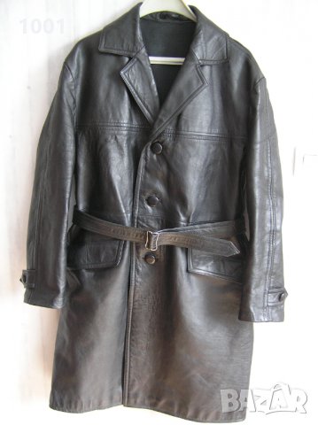 Мъжки кожен реглан,кожена шуба ,манто L 52/54, снимка 4 - Колекции - 30646558