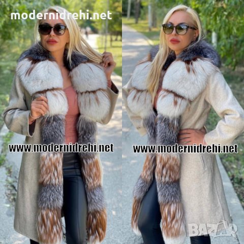 Дамско луксозно палто кашмир вълна и лисица код 811, снимка 1 - Палта, манта - 34283789