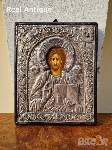 Прекрасна сребърна икона със сертификат 