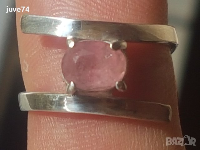 СРЕБЪРЕН ПРЪСТЕН С ПЕЦОТАИТ(ОРАНЖЕВО-РОЗОВ БЕРИЛ)-МАДАГАСКАР, снимка 4 - Пръстени - 42255604