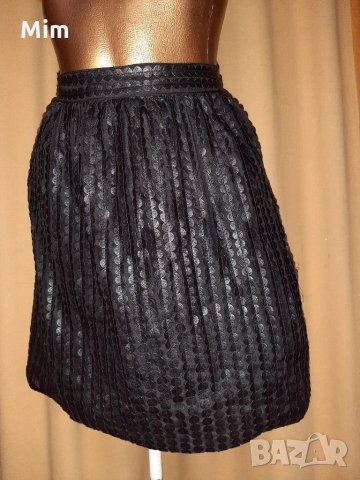 Vero Moda XL Черна кожена пола на изрязани кръгове , снимка 6 - Поли - 33945268