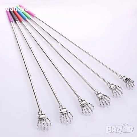 5849 Чесалка за гръб масажор с телескопична дръжка Ръчичка череп, снимка 3 - Други - 49965624