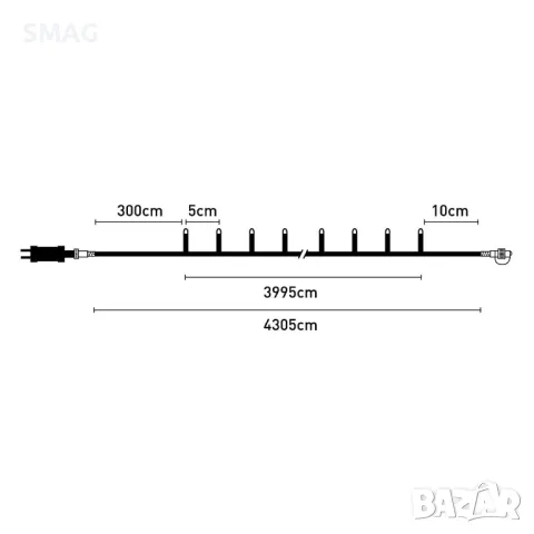 800 LED лампички, 43,05 м - топло бяло S_1196087, снимка 3 - Лед осветление - 48239956