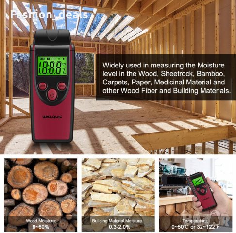 Нов Измервател за влажност на дървесина Тестер за дървени трупи дърва, снимка 8 - Градински инструменти - 33790373