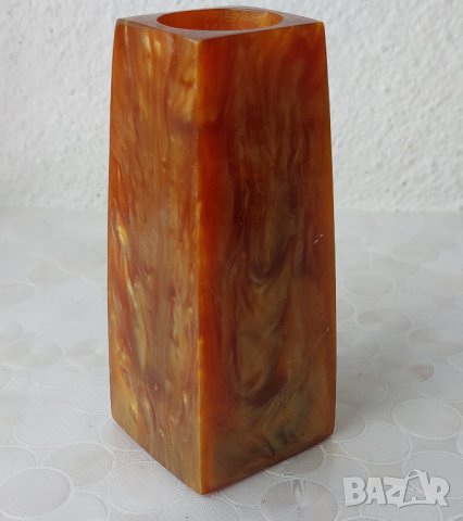 Стара ваза каталин, 230 грама, цвят кехлибар, снимка 4 - Вази - 42415889