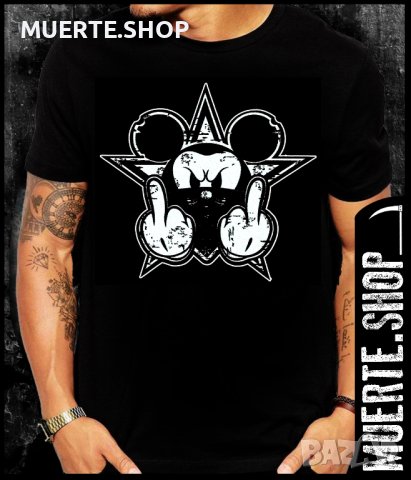 Черна тениска с щампа MICKEY MOUSE FINGERS