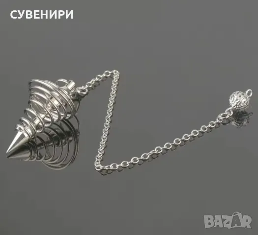 Метални спираловидно махало в сребристо и розово злато , снимка 1