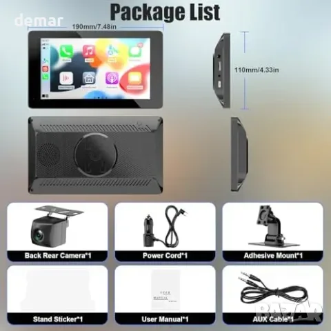 7-инчов безжичен CarPlay/Android Auto екран с GPS и AirPlay, снимка 7 - Аксесоари и консумативи - 55871348