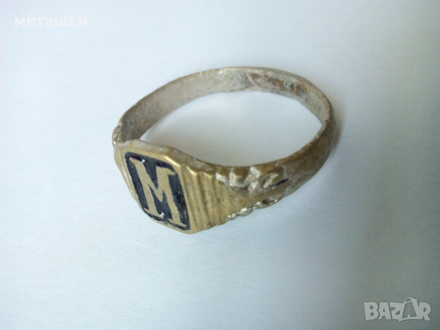 Стар пръстен печат с буква M, снимка 3 - Антикварни и старинни предмети - 45797310