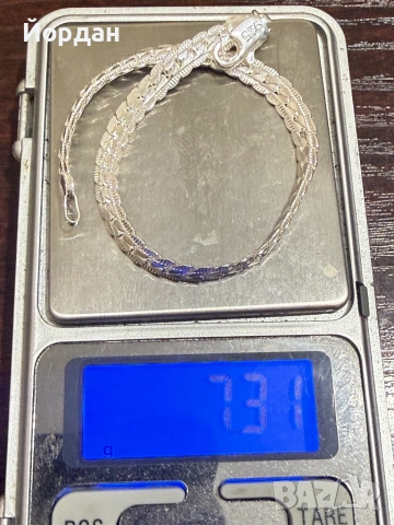 Сребърна гривна 20см. 925 7.3гр., снимка 2 - Гривни - 52726005