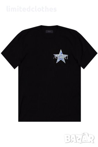 AMIRI Black Paisley Star Logo Print Мъжка Тениска size S , M и L, снимка 2 - Тениски - 40684148