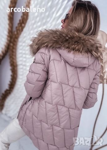 Дамско ватирано яке с лисича кожа, 2цвята , снимка 5 - Якета - 52155165