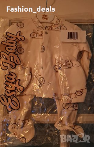 Нов комплект облекло за новородени 0-3 месеца Шапка Лигавник Блуза, снимка 3 - Комплекти за бебе - 40324190