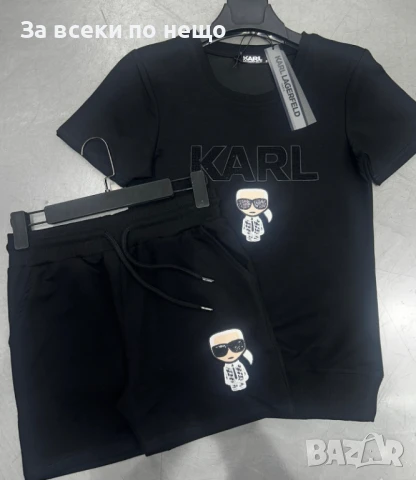 Karl Lagerfeld Дамски Памучен Летен Комплект С Бродирано Лого👚🩳Дамски Къс Екип - 3 Цвята Код A608, снимка 5 - Спортни екипи - 50465832
