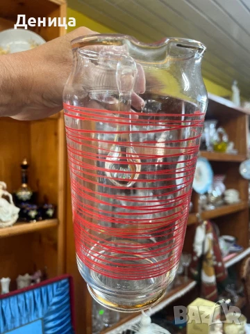 Ретро комплект за студени напитки Кана+ 6 чаши в кашонче Височина на чашите-12 см и вместимост на ок, снимка 6 - Сервизи - 51058462