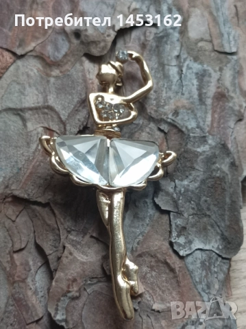 Брошка балерина с кристали 