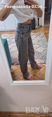 дънки широк крачол с висока талия , снимка 5 - Дънки - 47402418