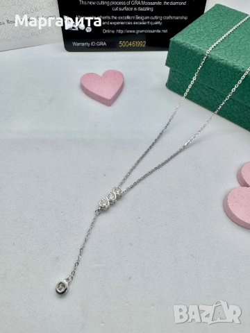 Сребърно колие с мойсанит (диамант) 0.4к