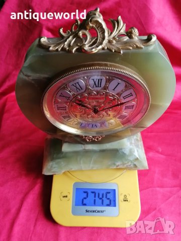 ELSINOR Настолен Швейцарски Механичен Часовник Оникс, снимка 8 - Антикварни и старинни предмети - 40675400