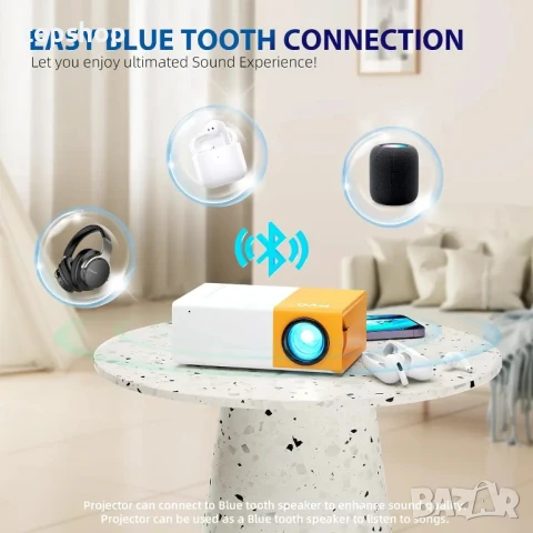 НОВ ТЕСТВАН мини проектор PVO, преносим видео проектор, може да се отразява директно от телефон..., снимка 7 - Плейъри, домашно кино, прожектори - 50511297