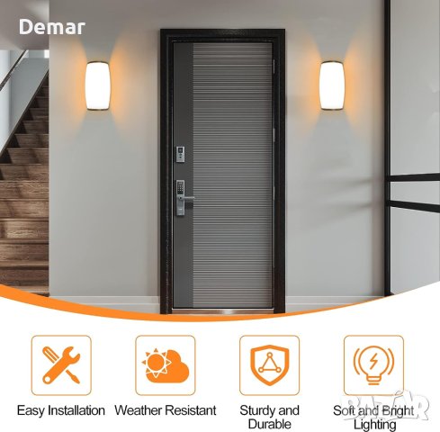 FUDESY 12W 3000k LED външна стенна лампа, снимка 5 - Лампи за стена - 41867735