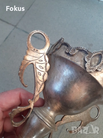 Стар посребрен бокал, потир, купа, чаша, снимка 7 - Антикварни и старинни предмети - 53287258