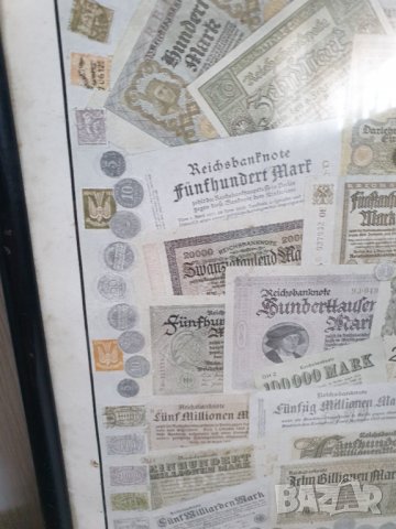 Стар колаж на немските марки от голямата инфлация 1914-1923г, снимка 6 - Нумизматика и бонистика - 39687775