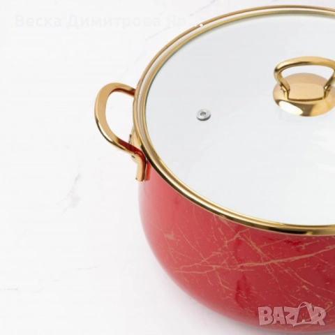Тенджера Goldmann GM 8017-26R, 26x16см.\8.5л., Емайл, Индукция, Червена, снимка 7 - Съдове за готвене - 52142840