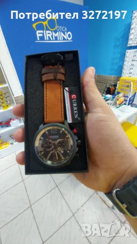 CURREN - Луксозен кварцов часовник,хронограф,дата,кожена каишка, снимка 6 - Мъжки - 41422407