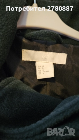 Дамско палто връхна дреха H&M в тъмно зелено, размер 38- М. , снимка 2 - Палта, манта - 51950701