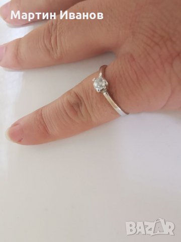 Златен пръстен годежен, бяло злато 1, снимка 9 - Пръстени - 34619930